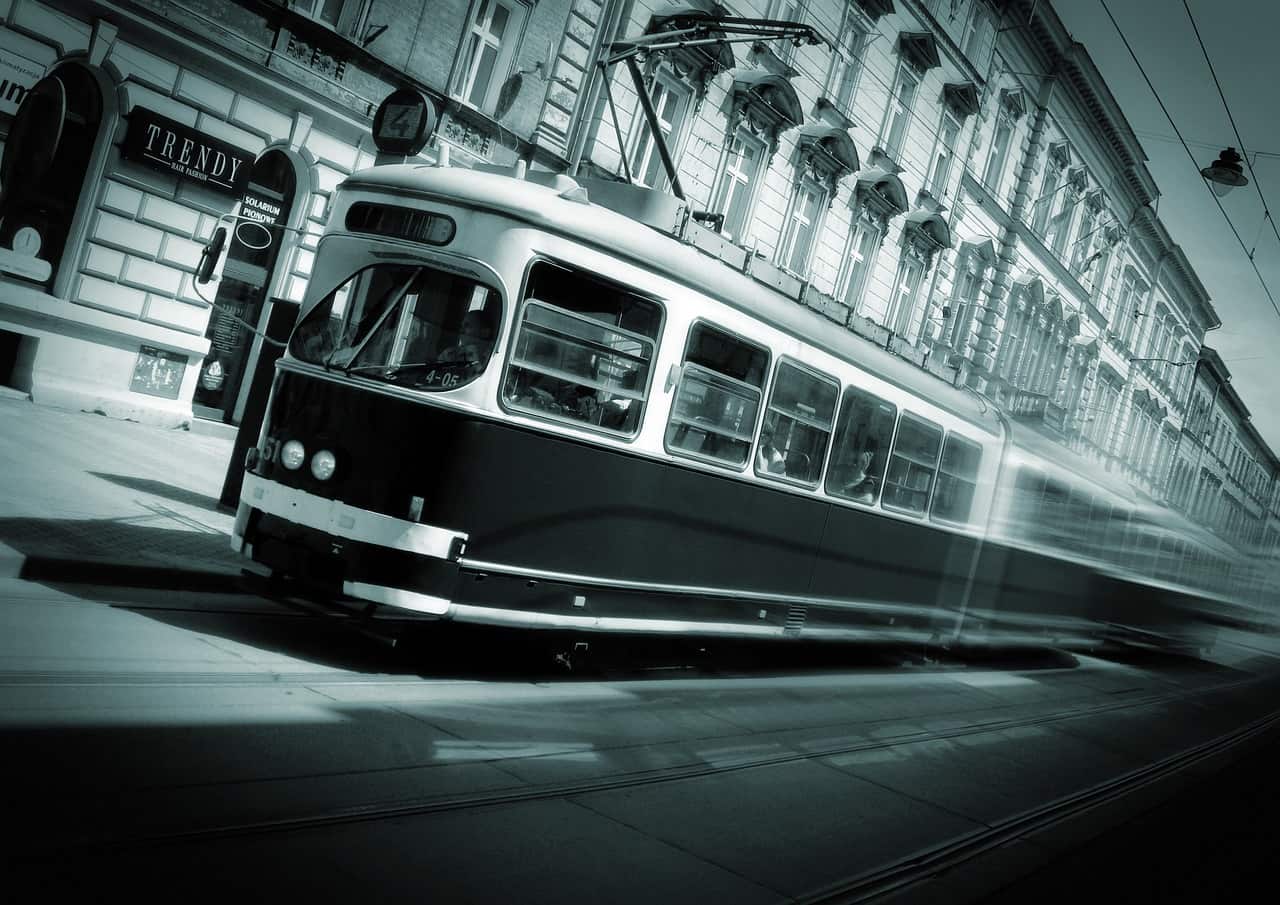 old-style tram in Lviv 